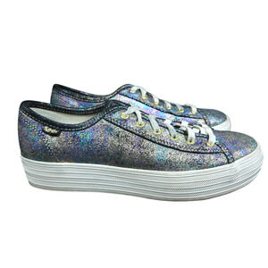 Keds Triple Kick Sneakers Women 6 Leather Oil Slick Metallic Iridescent Platform